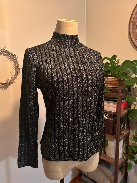 Lurex mock neck sweater