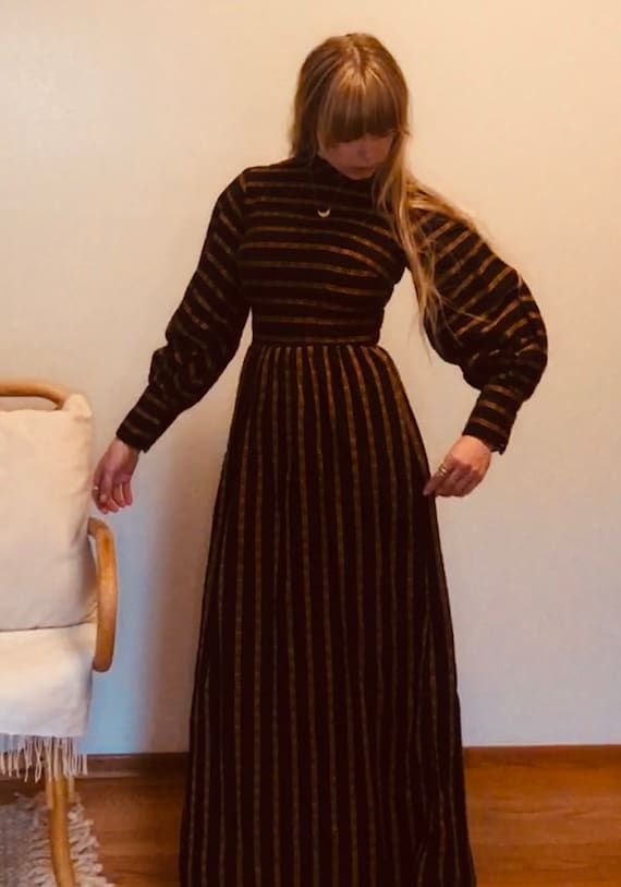 70s bell sleeve maxi dress