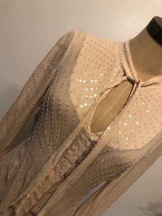 Sequined silk blouse with pussy bow - image 8