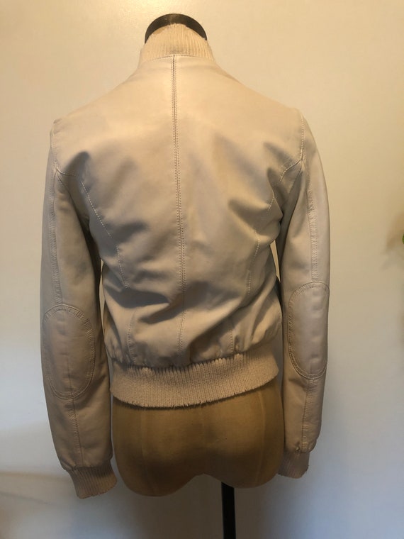 Vintage leather bone white bomber - image 7