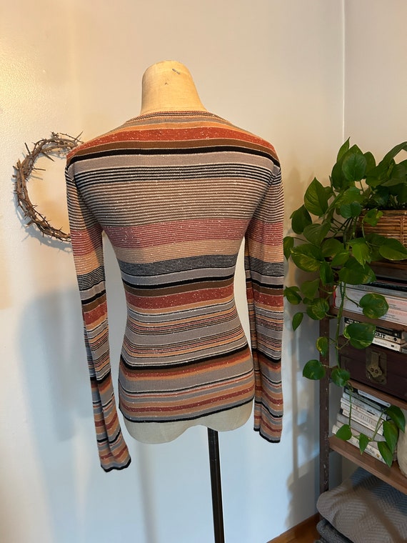 70s stripped pullover thin knit sweater - image 3