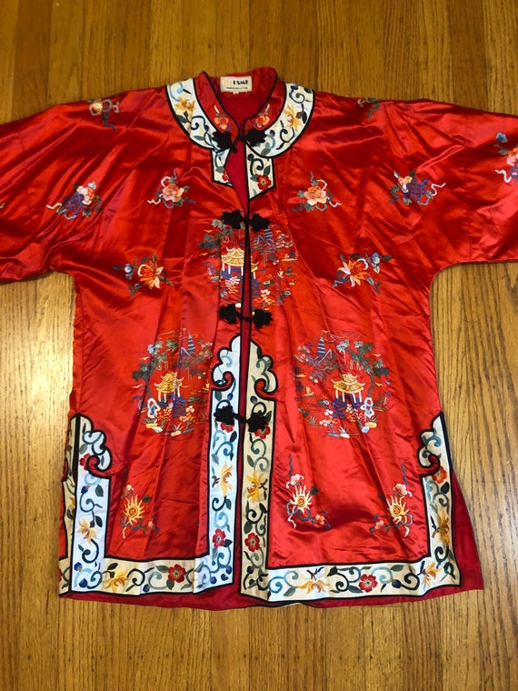 Embroidered silk vintage tunic