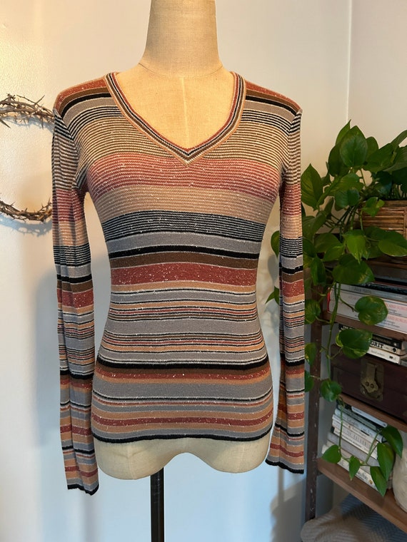 70s stripped pullover thin knit sweater