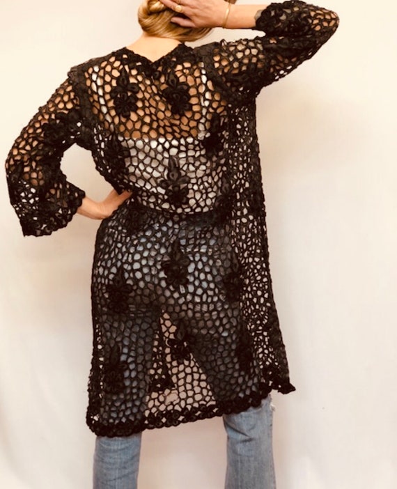 Embroidered cotton cut out duster