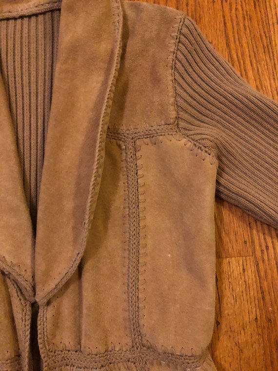 Vintage pieced suede and knit jacket - image 4