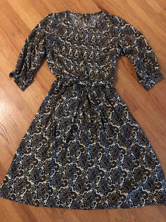 Vintage silk paisley balloon sleeve dress