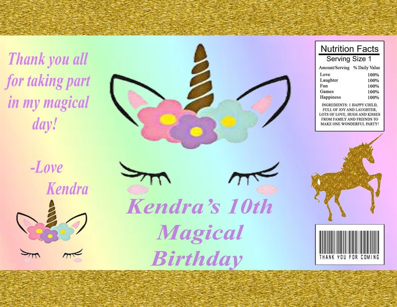 unicorn chip bags digital file etsy