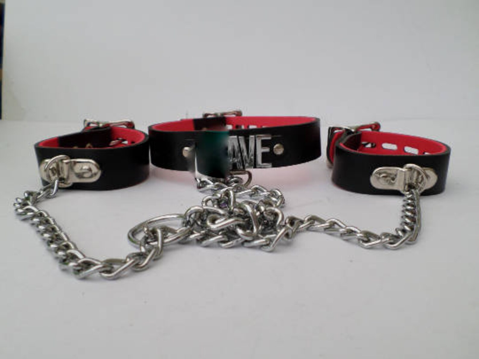 Leather Slave Collar With Cuff All Lockable With Chains 18mm Etsy