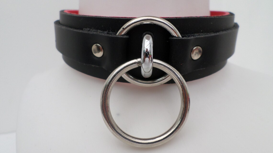 Lockable leather bondage fetish slave collar 30mm wide with a Etsy