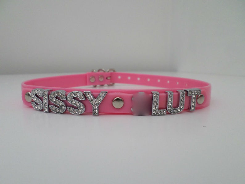 15mm Wide Glossy Pink Collar With Diamante Lettersbitch Etsy