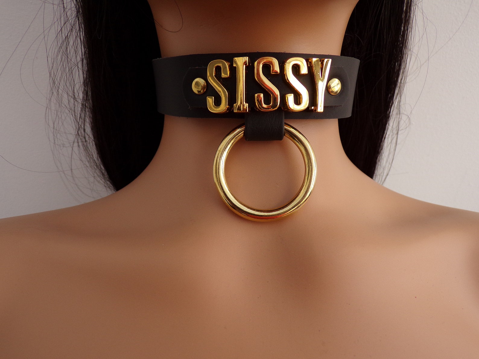 A Collar Only For You Black Sissy Collar With 18mm Gold Letters 24mm Wide With a - Etsy
