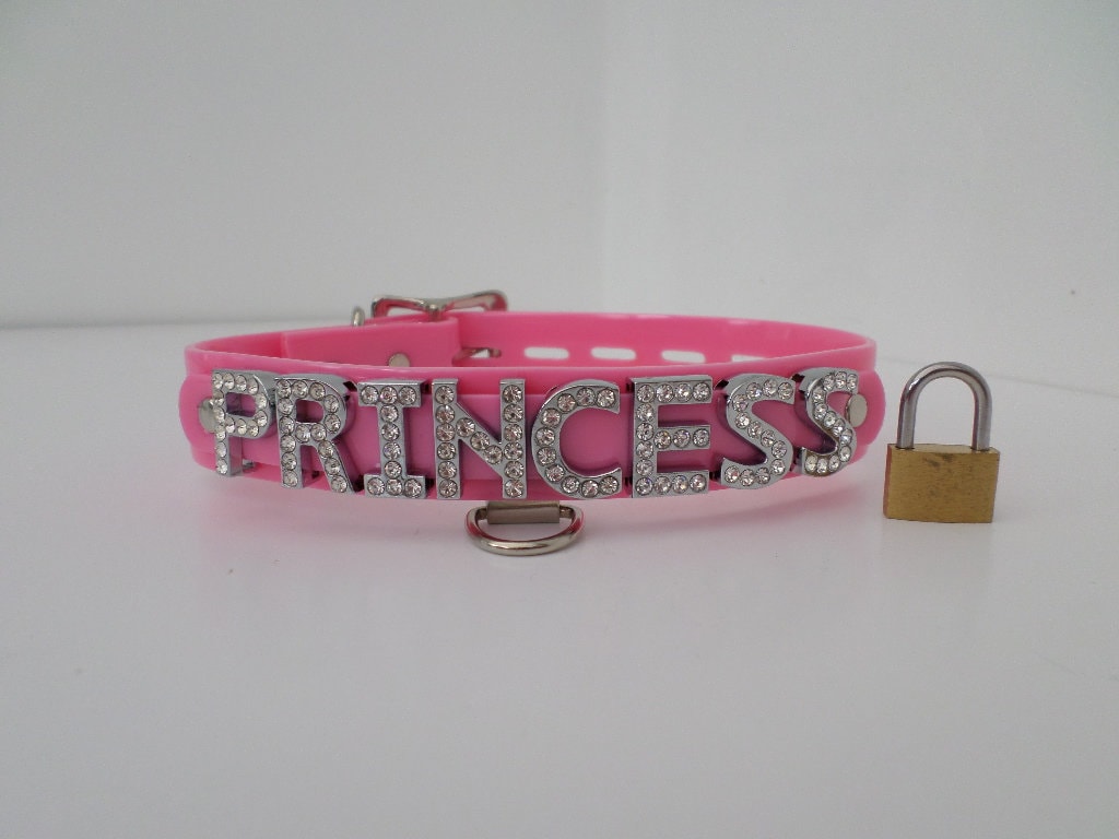 Glossy Pink Pvc Princess Collar Fetish Bondage Lockable 24mm