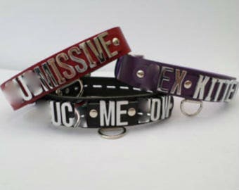 lockable personalised fetish bondage slave choker you choose, name,size and colour