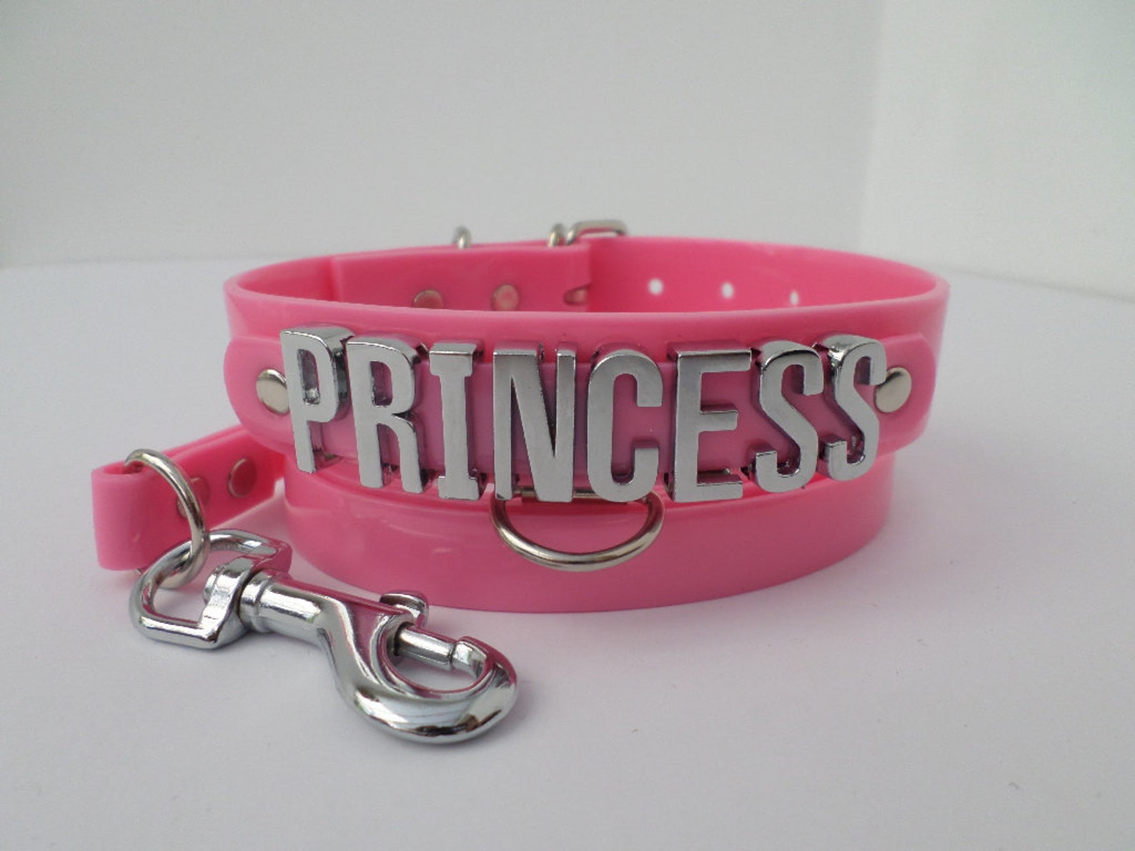 Pink Princess Pvc Fetish Collar 24mm Wide With 18mm Letters Etsy