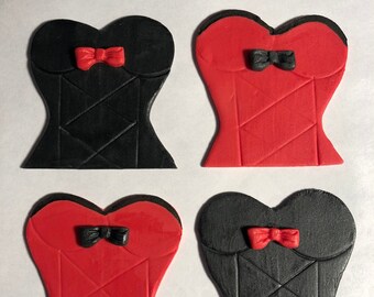 Corset Lingerie Cupcake Toppers - Fondant