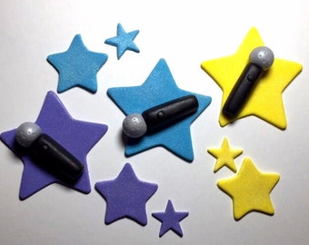 Rockstar Microphone Stars Cupcake/Cake Toppers Edible