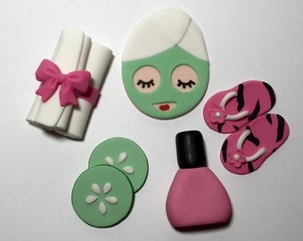 Spa Sleepover Fashion Party Cake Toppers - Fondant