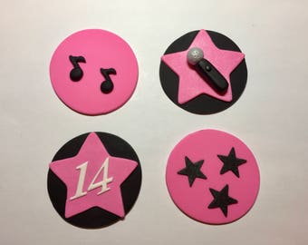 Rockstar Birthday Cupcake Toppers Edible Fondant