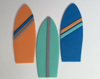 Surfboard Cupcake Toppers In Your Choice of Colors - Fondant