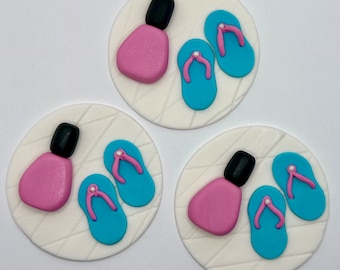 12 Spa Day Pedicure Makeover Cupcake Toppers - Fondant