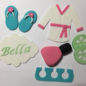 Personalized Spa Day Sleepover Party Cake Toppers Fondant image 1