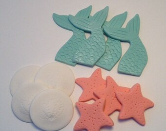 Mermaid or Ocean Theme Cupcake Toppers - Fondant