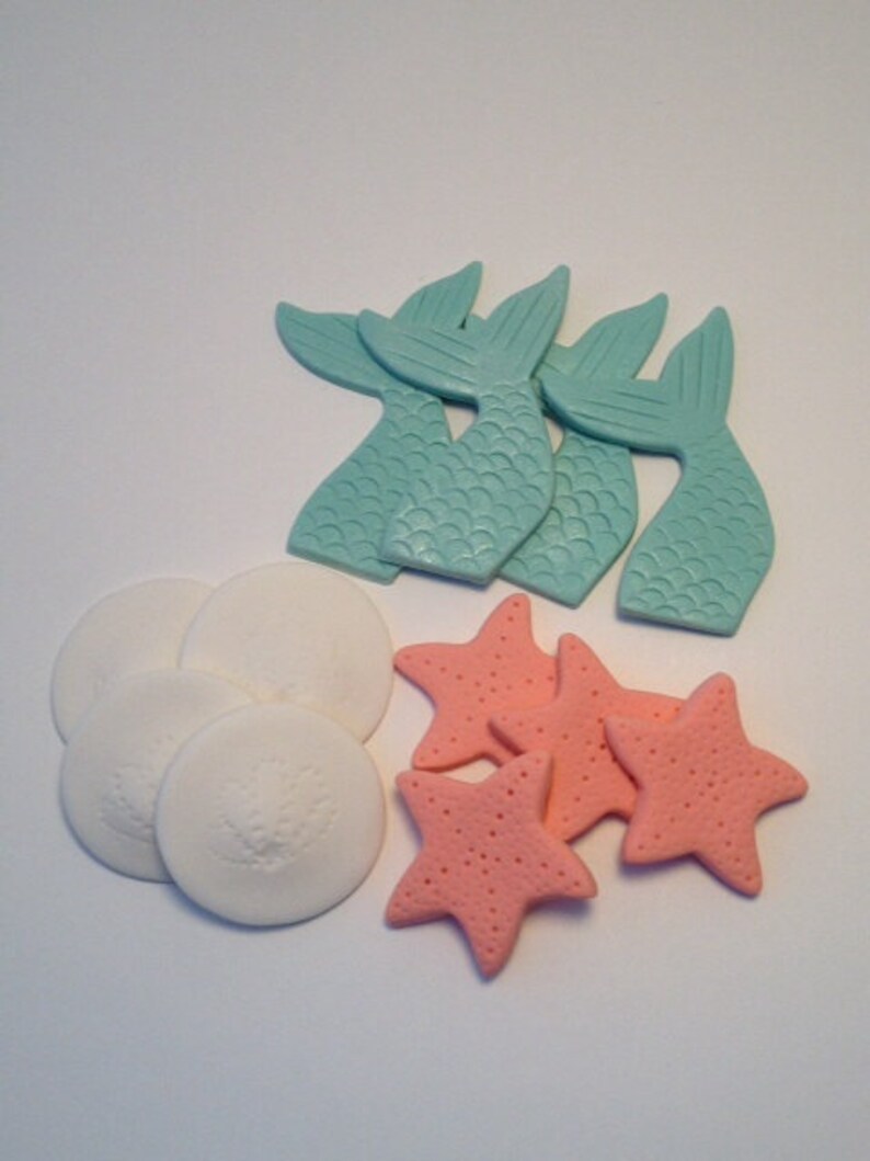 Mermaid or Ocean Theme Cupcake Toppers Fondant image 1