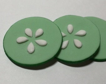 12 Cucumber Spa Cupcake Toppers - Fondant