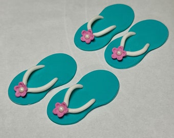 12 Sandal Flip Flop Spa Cupcake Toppers - Fondant