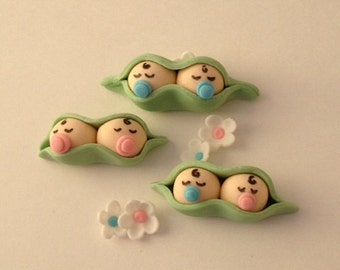 Peas In A Pod Fondant Cupcake Topp