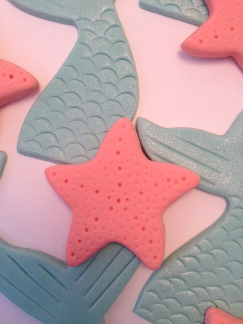 Mermaid or Ocean Theme Cupcake Toppers Fondant image 3