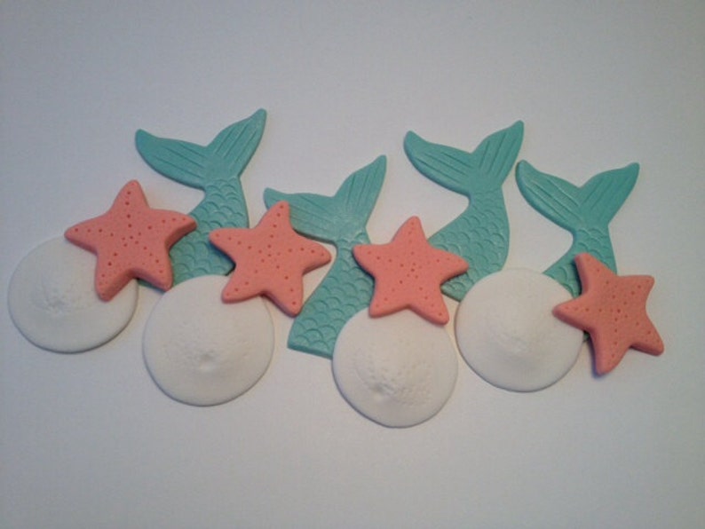 Mermaid or Ocean Theme Cupcake Toppers Fondant image 2