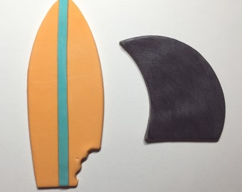 Shark Fins and Surfboards with Shark Bites Cake/Cupcake Toppers - Edible Fondant