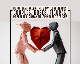 Printable Origami Valentine's Day Hearts - Instant Download of 80 Romantic Paperfold Designs for DIY Decorations and Crafts