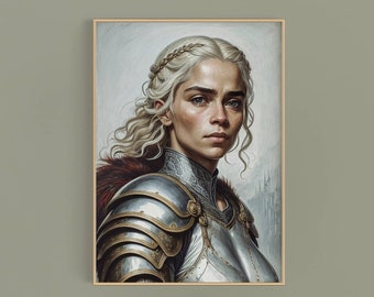 Printable Digital Painting Portrait of Daenerys Targaryen in Winter Armor | Game of Thrones Art | Digital Download