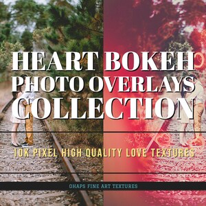 Herz Bokeh Overlays für Photoshop & Lightroom - Romantische Lichteffekte, Valentinstag Photo Overlay Pack, JPG / PNG Hintergrundtexturen