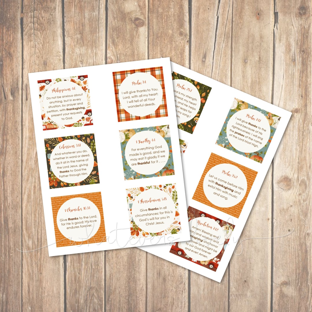 Thankful Bible Verse Printable Cards - Etsy