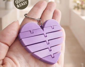 Flexi Love Heart STL Keychain - 3D Print File (Digital Download, Commercial Use)