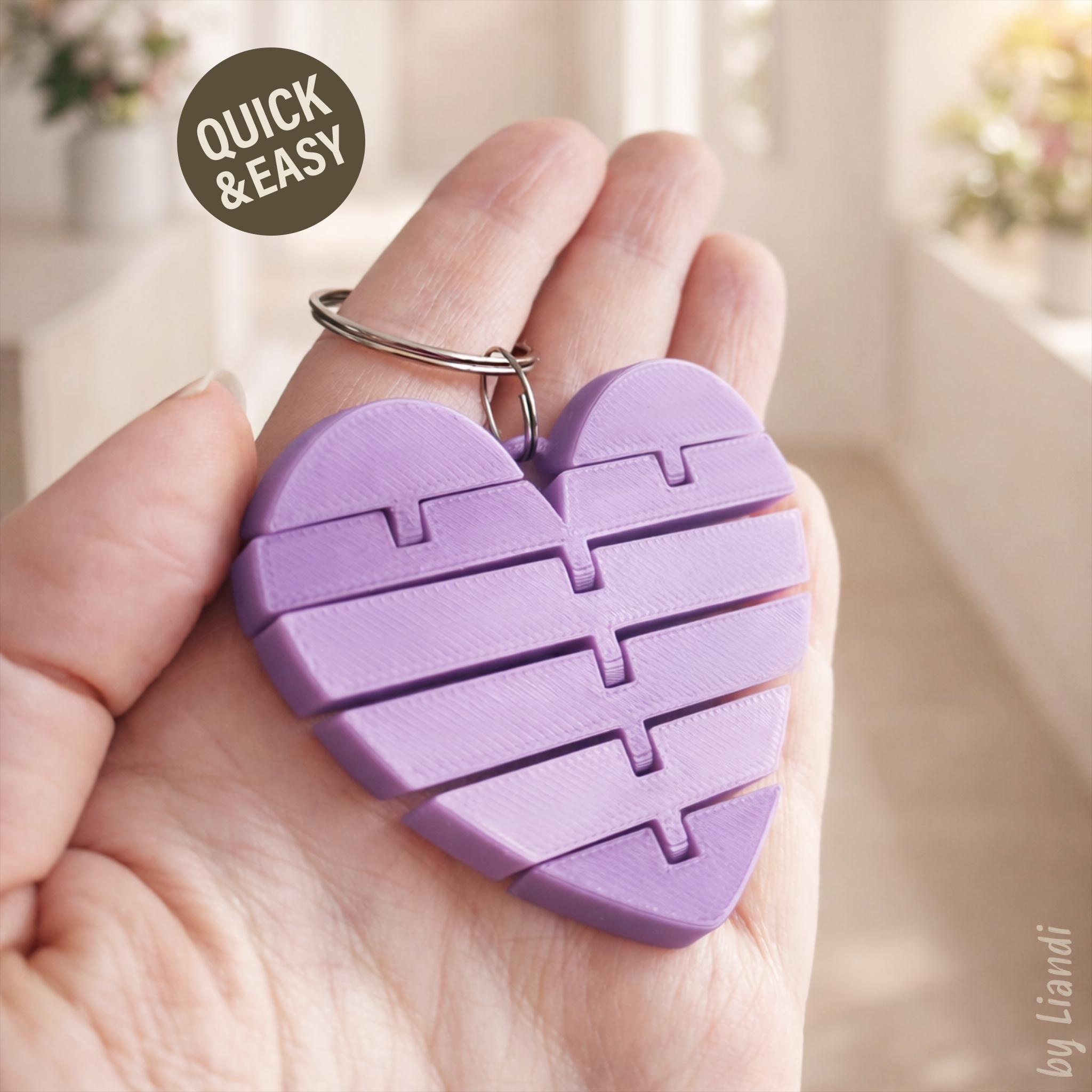 Flexi Love Heart STL Keychain - 3D Print File (digital Download