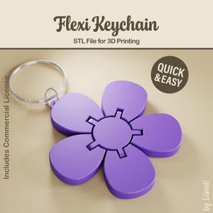 Flexi Flower STL Keychain - 3D Print File, Flexible Fidget (Digital Download, Commercial Use)