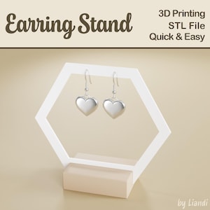 Hexagon Earring Stand STL - 3D Print File, Jewelry Display Stand, Earring Holder, Digital Download for Commercial Use