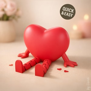 Liebes-Herz STL mit flexiblen Beinen - 3D Druckdatei, sitzend (Digitaler Download, kommerzielle Nutzung)