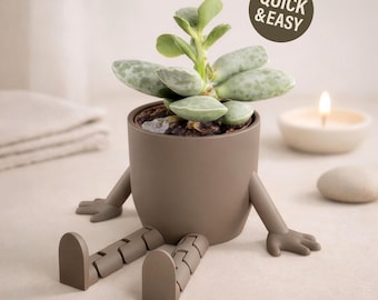 Plant Pot STL with Flexible Legs - 3D Print File, Sitting (Digital Download, Commercial Use)