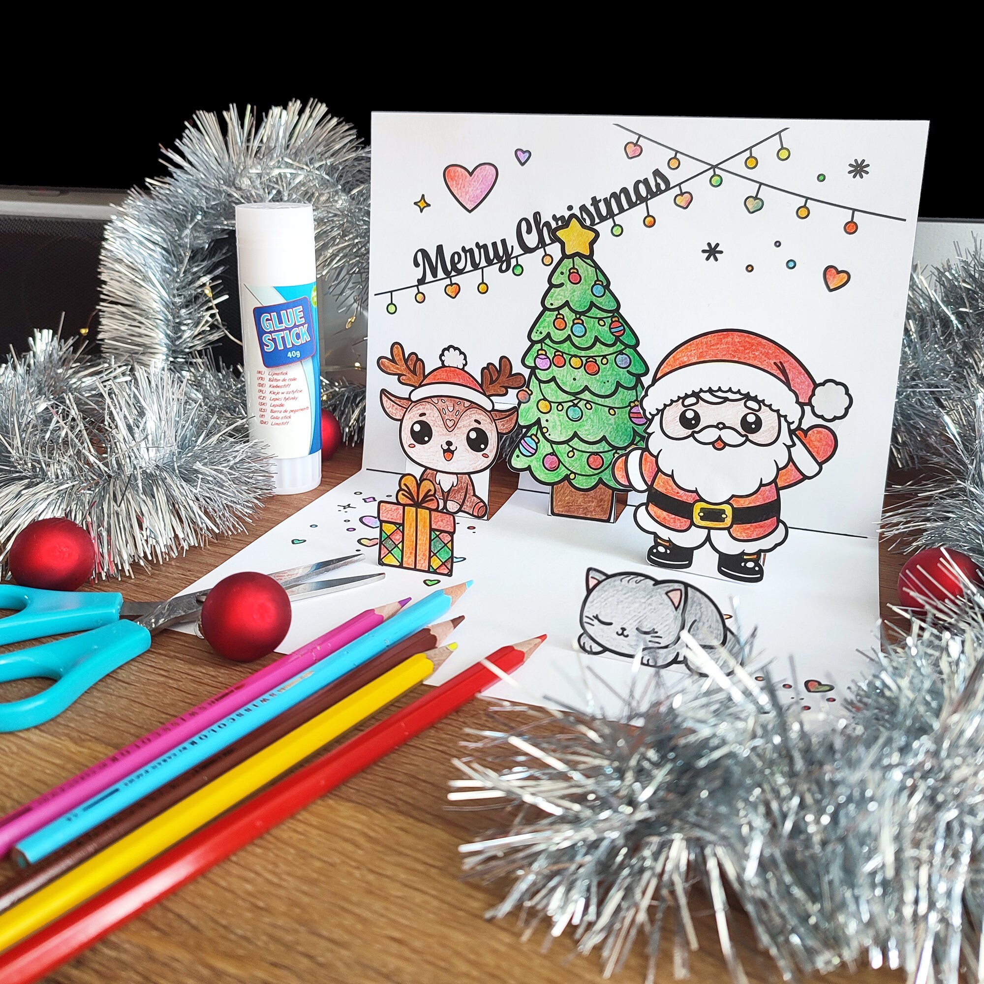 Biglietti di Natale 3D, biglietto pop-up con musica e luci