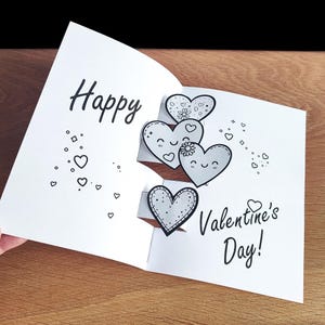 DIY Pop Up Saint-Valentin Card, téléchargement immédiat au format PDF, activité manuelle à imprimer pour les enfants et les adultes, créez votre propre jolie carte Happy Hearts