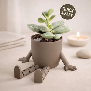 Plant Pot STL with Flexible Legs - 3D Print File, Sitting (Digital Download, Commercial Use)