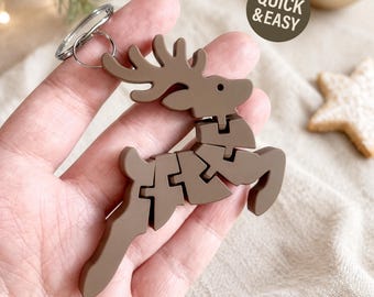 Flexi Reindeer STL Keychain - 3D Print File, Flexible Fidget (Digital Download, Commercial Use)