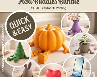 Easy Print Flexi Buddies - 11 STL Bundle for 3D Printing | Beginner Friendly | Commercial Use