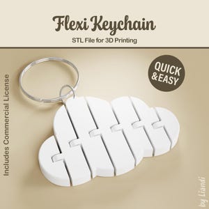 Llavero Flexi Cloud STL - Archivo de impresión 3D, juguete flexible (descarga digital, uso comercial)