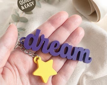 Dream STL Keychain with Star - 3D Print Files, Graduation Gift (Digital Download, Commercial Use)